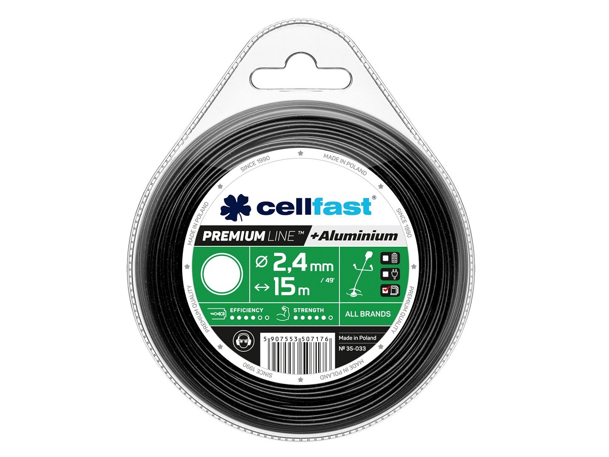 Леска для триммера - круглая Cellfast 2,4 мм x 15 м Premium 35-033 / Целфаст Премиум