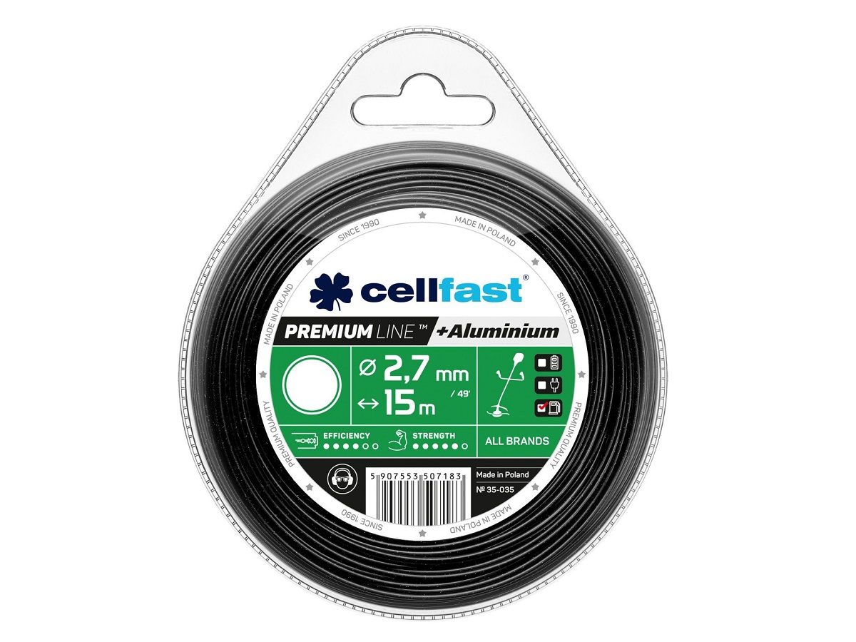 Леска для триммера - круглая Cellfast 2,7 мм x 15 м Premium 35-035 / Целфаст Премиум